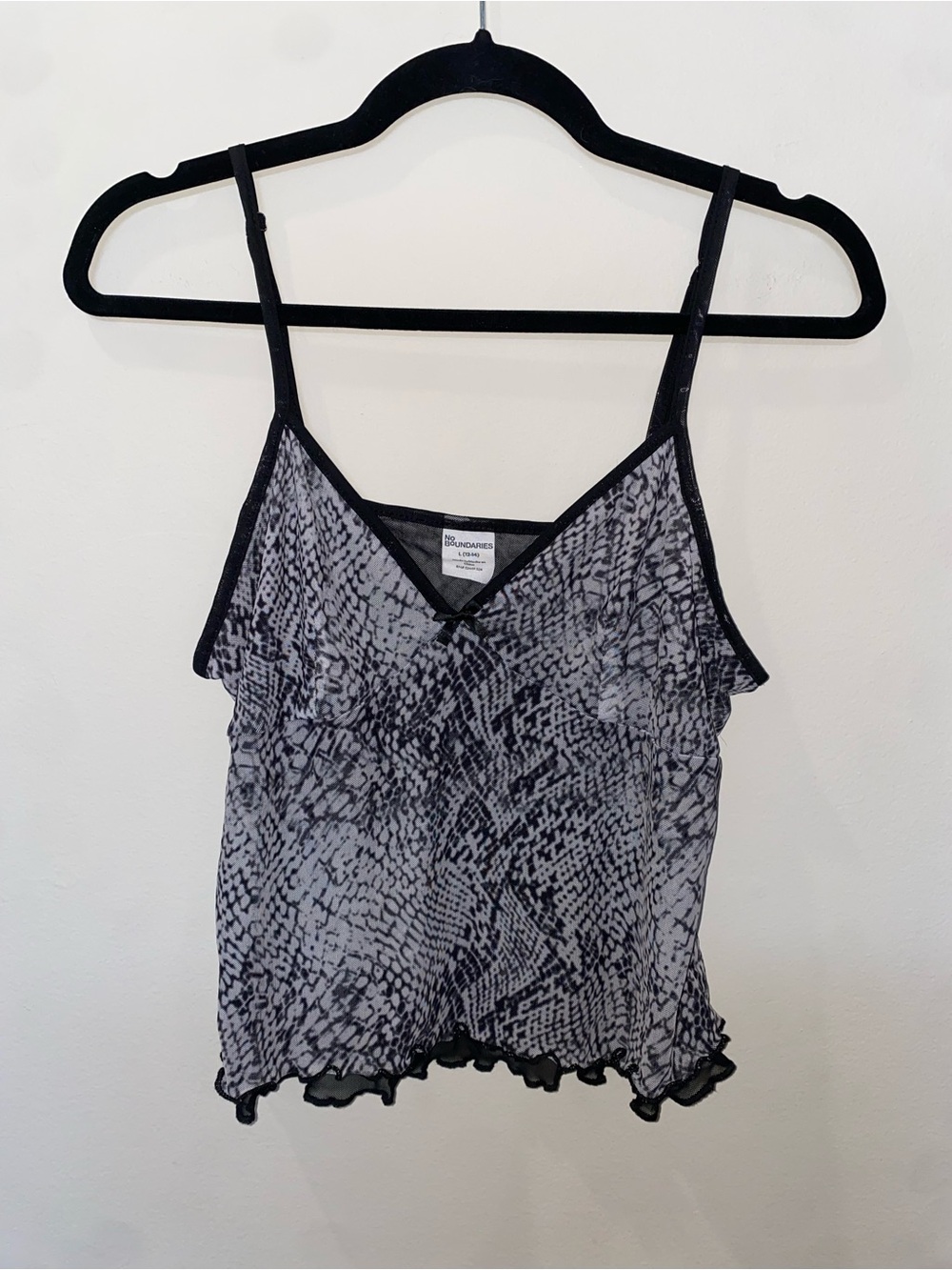 No Boundaries Black & Gray Snake Print Mesh Cami